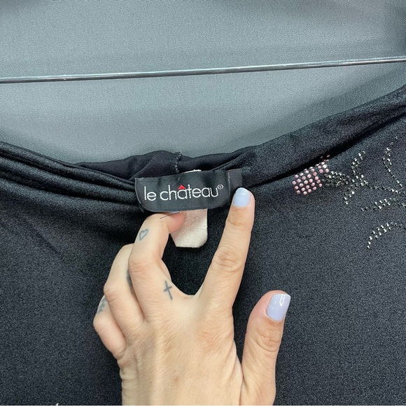 Vintage LE CHATEAU strapless slip dress with rhinestone flower design minimalist - Picture 12 of 16